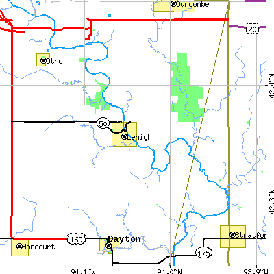Zip code 50557 close-up map