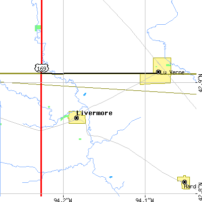 Zip code 50558 close-up map