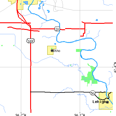 Zip code 50569 close-up map