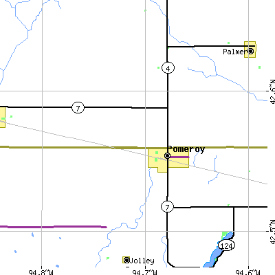 Zip code 50575 close-up map