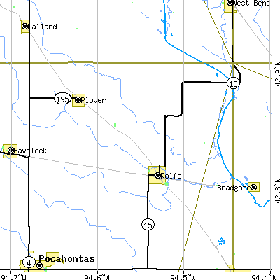 Zip code 50581 close-up map
