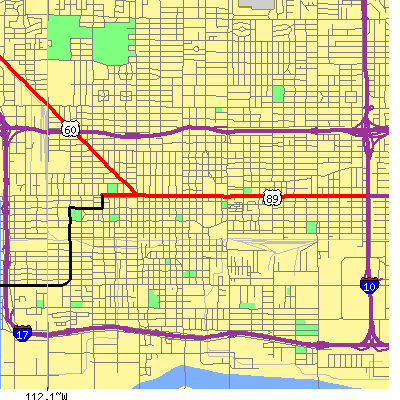 Zip code 85004 close-up map