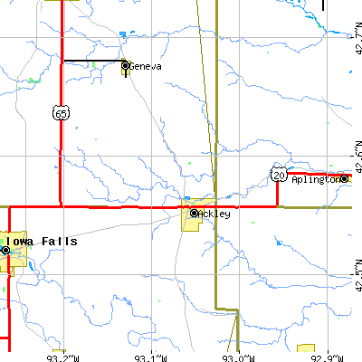 Zip code 50601 close-up map