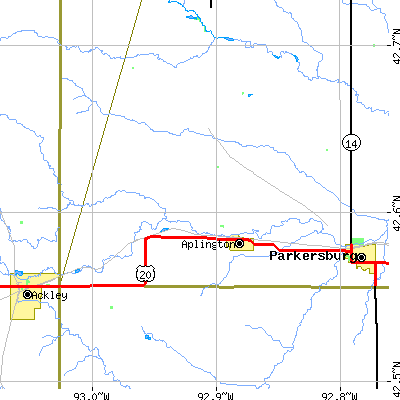 Zip code 50604 close-up map