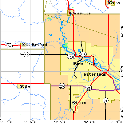 Zip code 50613 close-up map