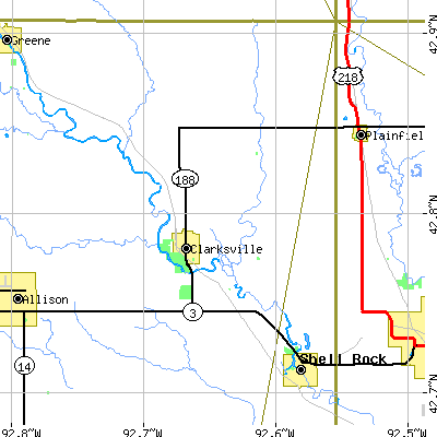 Zip code 50619 close-up map