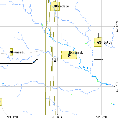 Zip code 50625 close-up map