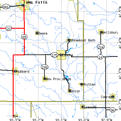 Zip code 50627 close-up map