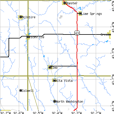 Zip code 50628 close-up map