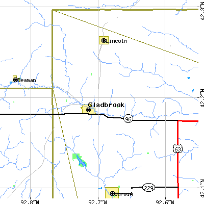 Zip code 50635 close-up map