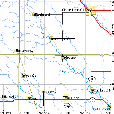 Zip code 50636 close-up map