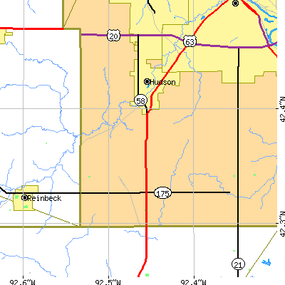 Zip code 50643 close-up map