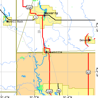 Zip code 50647 close-up map