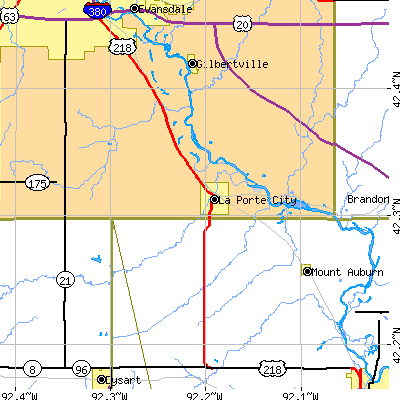 Zip code 50651 close-up map