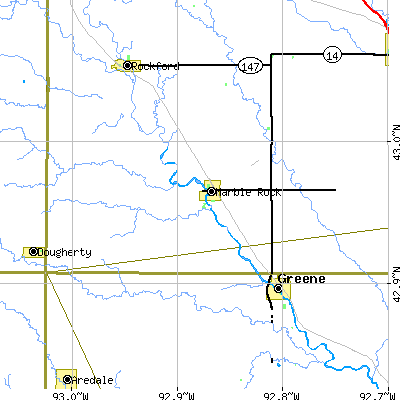 Zip code 50653 close-up map