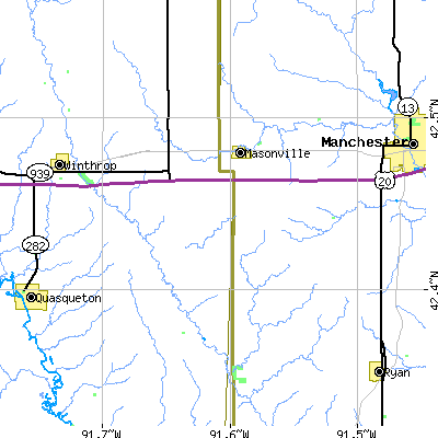 Zip code 50654 close-up map