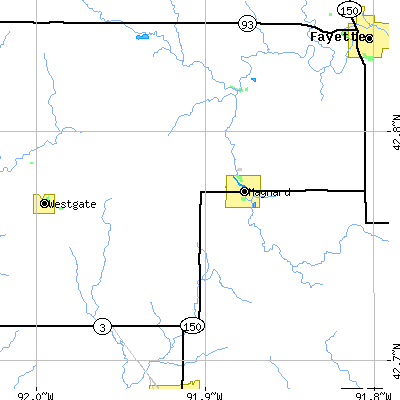 Zip code 50655 close-up map