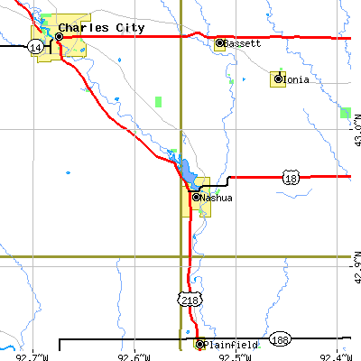 Zip code 50658 close-up map