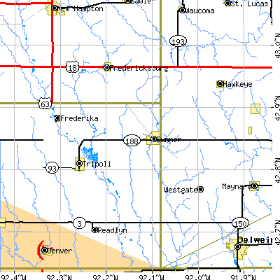 Zip code 50674 close-up map