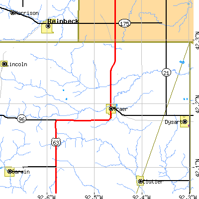 Zip code 50675 close-up map