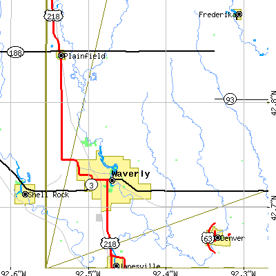 Zip code 50677 close-up map