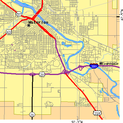 Zip code 50702 close-up map