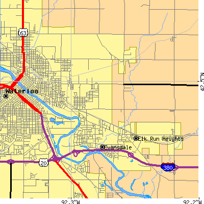 Zip code 50707 close-up map
