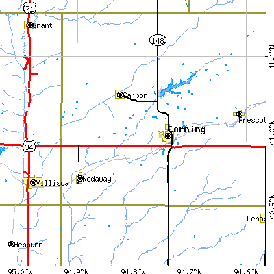 Zip code 50841 close-up map
