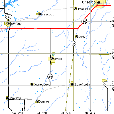 Zip code 50851 close-up map