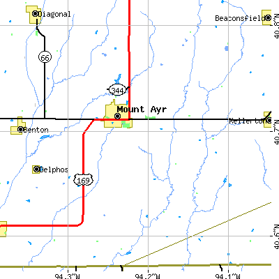 Zip code 50854 close-up map