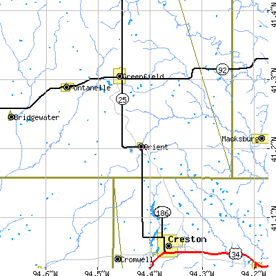 Zip code 50858 close-up map