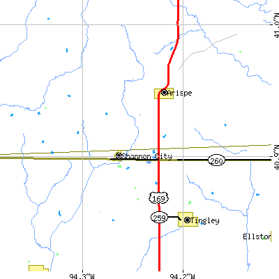 Zip code 50861 close-up map