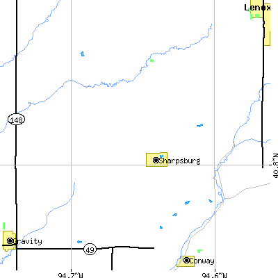 Zip code 50862 close-up map