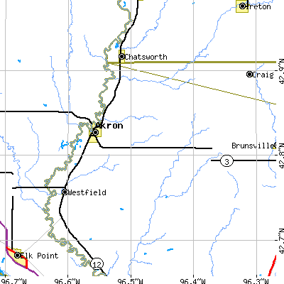 Zip code 51001 close-up map