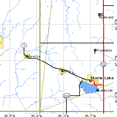Zip code 51002 close-up map