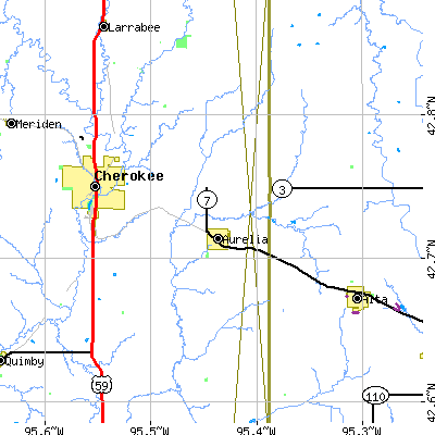 Zip code 51005 close-up map