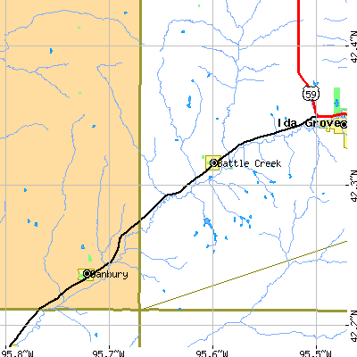 Zip code 51006 close-up map