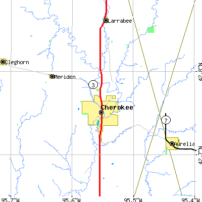 Zip code 51012 close-up map