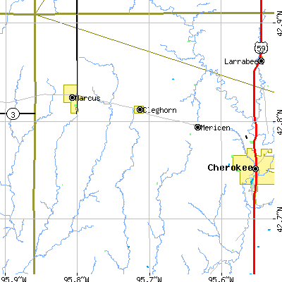 Zip code 51014 close-up map