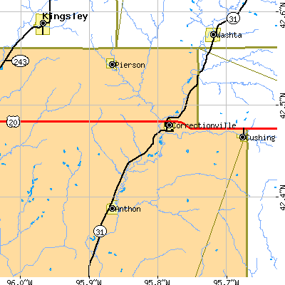 Zip code 51016 close-up map