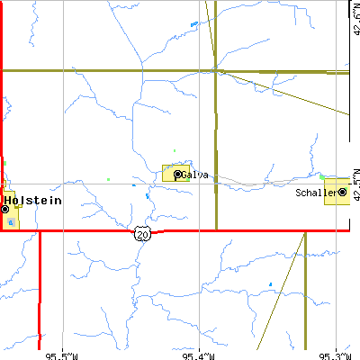 Zip code 51020 close-up map