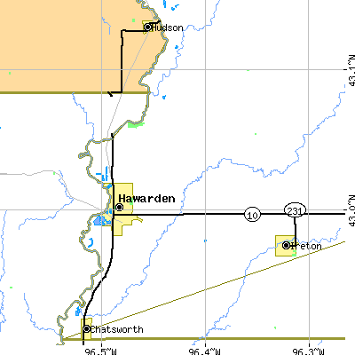 Zip code 51023 close-up map