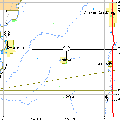 Zip code 51027 close-up map