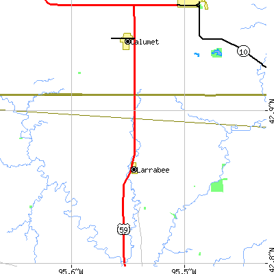 Zip code 51029 close-up map