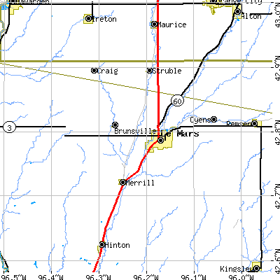 Zip code 51031 close-up map