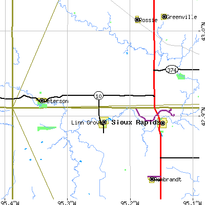 Zip code 51033 close-up map