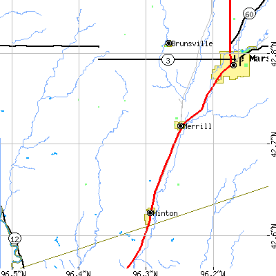 Zip code 51038 close-up map