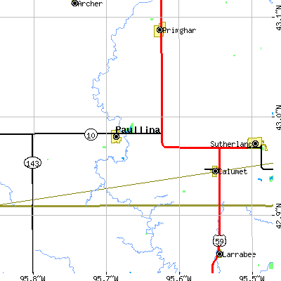 Zip code 51046 close-up map