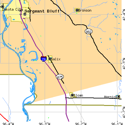 Zip code 51052 close-up map