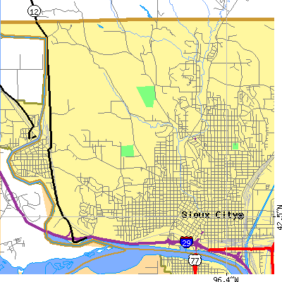 Zip code 51103 close-up map